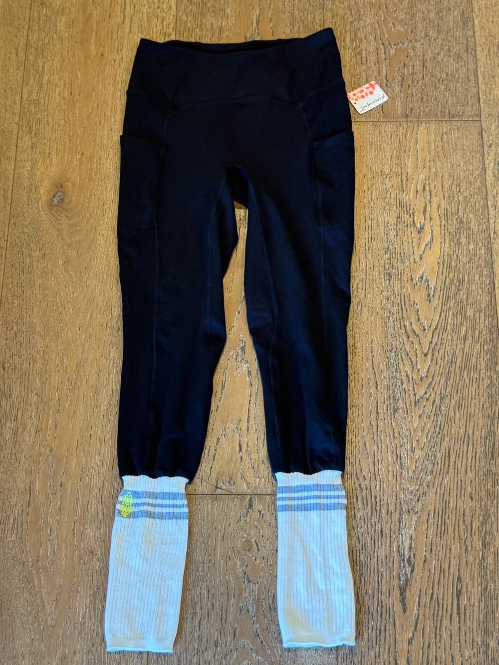 FP Movement Free People Black Leggings Built In Leg Warmers Balletcore NWT S